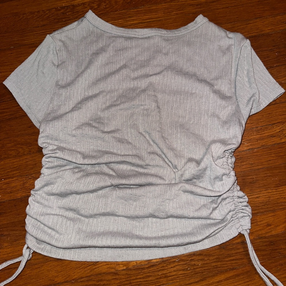 Light Gray Ruched Women's Top - Picture 2 of 4